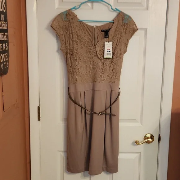 NWT MNG by Mango tan lace dress - Picture 1 of 5